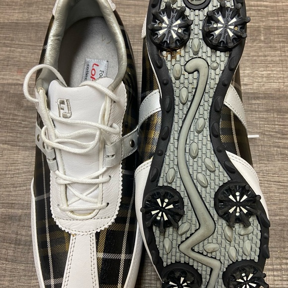 FootJoy White and Black Plaid Athletic Shoes - Picture 3 of 4